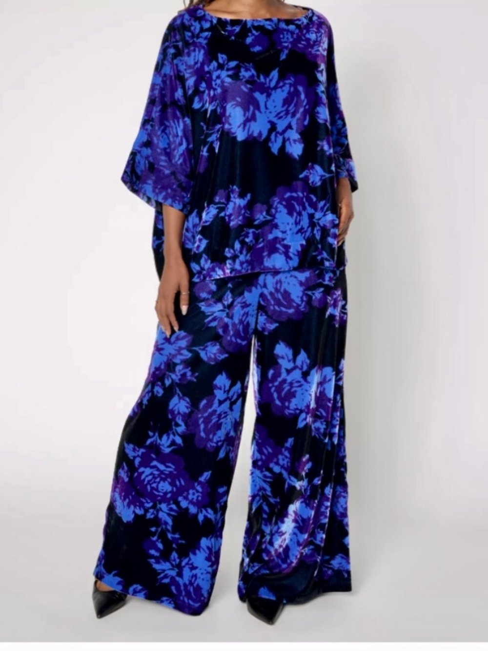 Carla Rockmore Velvet boatneck top and wide legged pants 2X plus size set